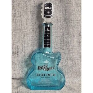Rock N Roll Silver Tequila Aqua Blue 750ml Empty Guitar Shaped Bottle Platinum